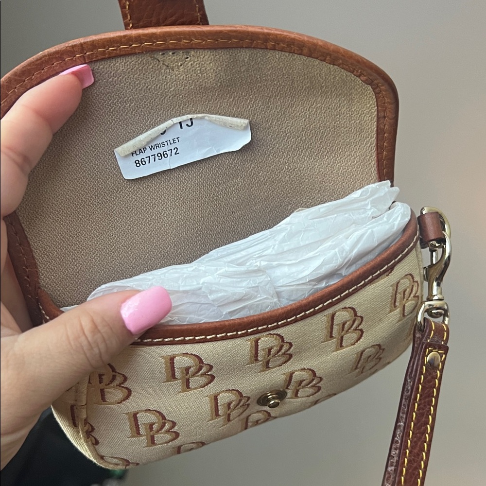Dooney & Bourke Beige and Brown Monogram Wristlet - Picture 5 of 6